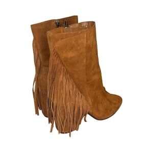 Dolce Vita Rhoda Brown Suede Fringe Mid-Calf Boots Size 7.5